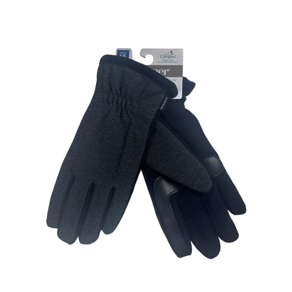 Isotoner Mens smartDri Eco Comfort Gloves Black Large A723K3 NEW